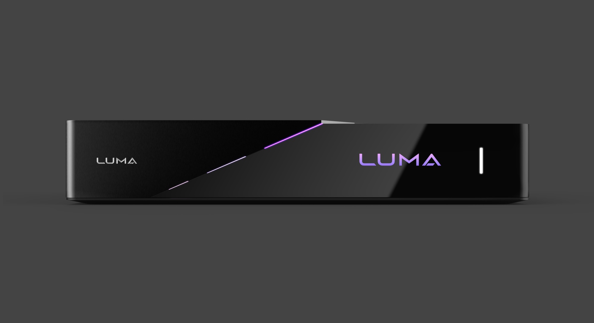 Luma device — front-on view with LUMA logo backlit